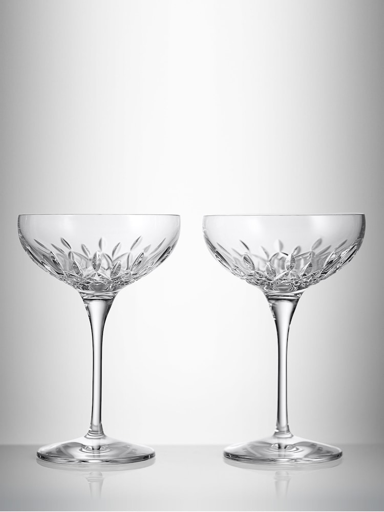 Waterford Clear Lismore Essence Champagne Coupe Glasses 280ml Set of 2 - Image 1 of 3