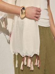 Крем Екру - Лляний Blend Tassel Легкий шарф - Image 5 of 8