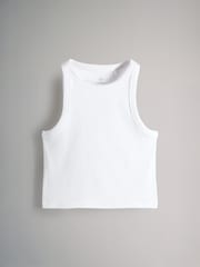 The Set 4 Pack Cropped Rib Racer Vest and Short Sleeve T-Shirts Bundle Grey Marl/Khaki Green - Image 2 of 5