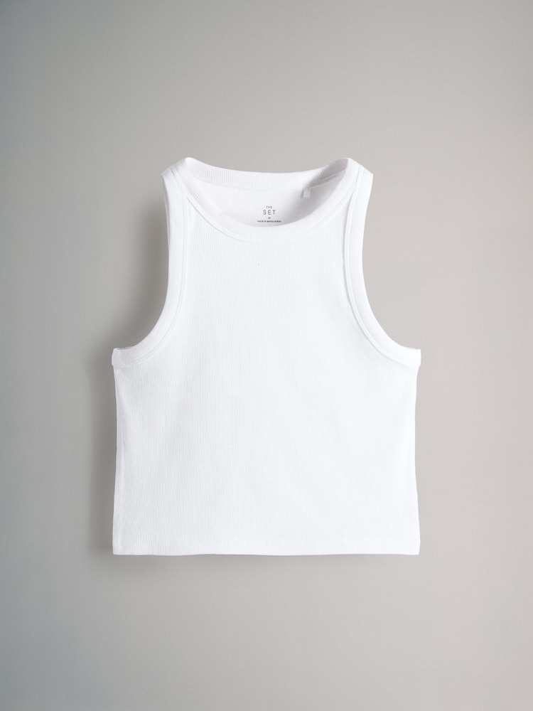 The Set 4 Pack Cropped Rib Racer Vest and Short Sleeve T-Shirts Bundle Grey Marl/Khaki Green - Image 2 of 5 The Set 4 Pack Cropped Rib Racer Vest and Short Sleeve T-Shirts Bundle Grey Marl/Khaki Green - Image 2 of 5