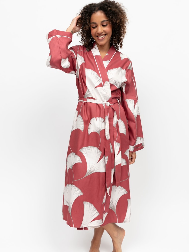Cyberjammies Orange Big Leaf Print Long Sleeve Dressing Gown - Image 1 of 4 Cyberjammies Orange Big Leaf Print Long Sleeve Dressing Gown - Image 1 of 4
