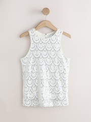 White & Silver Sequin Bridal Sleeveless Tank Top - Image 6 of 8