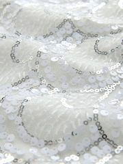 White & Silver Sequin Bridal Sleeveless Tank Top - Image 8 of 8