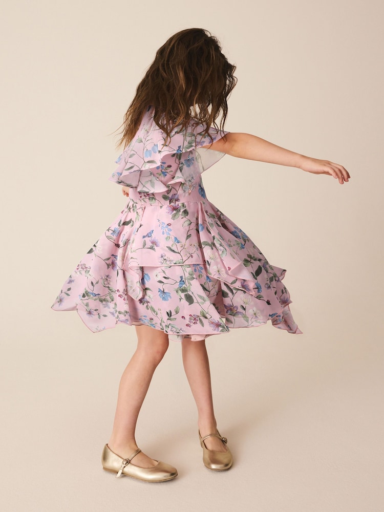 Dusky Pink Embellished Hanky Hem Dress (3-16yrs) - Image 2 of 8 Dusky Pink Embellished Hanky Hem Dress (3-16yrs) - Image 2 of 8