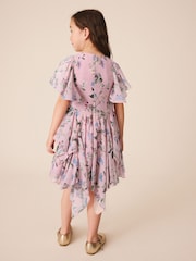 Dusky Pink Embellished Hanky Hem Dress (3-16yrs) - Image 3 of 8