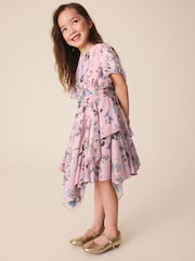 Dusky Pink Embellished Hanky Hem Dress (3-16yrs) - Image 4 of 8