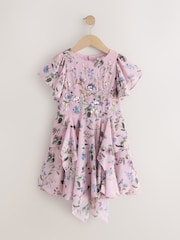 Dusky Pink Embellished Hanky Hem Dress (3-16yrs) - Image 5 of 8