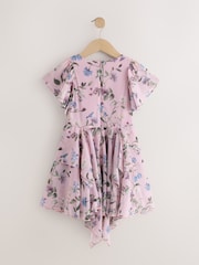 Dusky Pink Embellished Hanky Hem Dress (3-16yrs) - Image 6 of 8