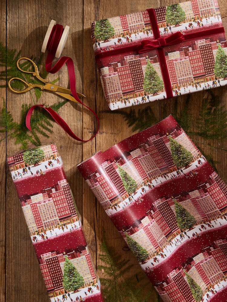 Red Festive Spice Standard Width 15m Christmas Wrapping Paper - Image 1 of 4 Red Festive Spice Standard Width 15m Christmas Wrapping Paper - Image 1 of 4
