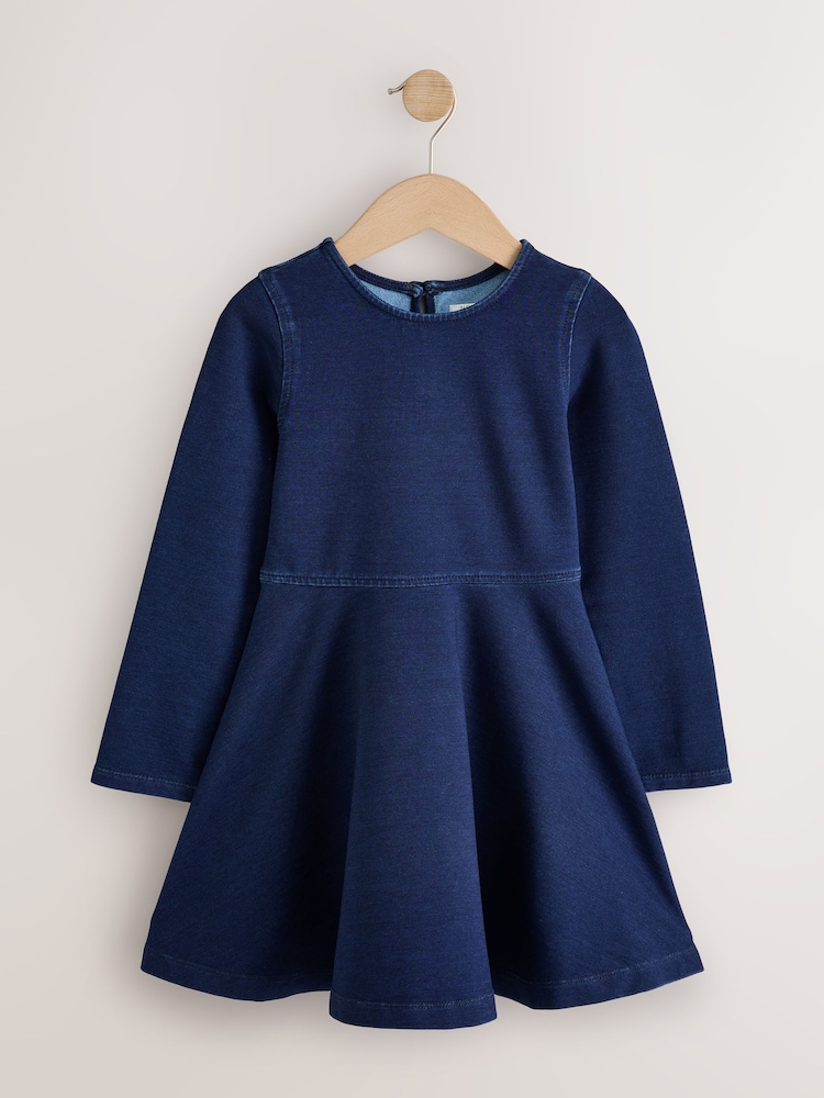 Indigo Blue Long Sleeve Skater Dress (3-16yrs) - Image 1 of 4