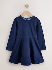 Indigo Blue Long Sleeve Skater Dress (3-16yrs) - Image 5 of 8