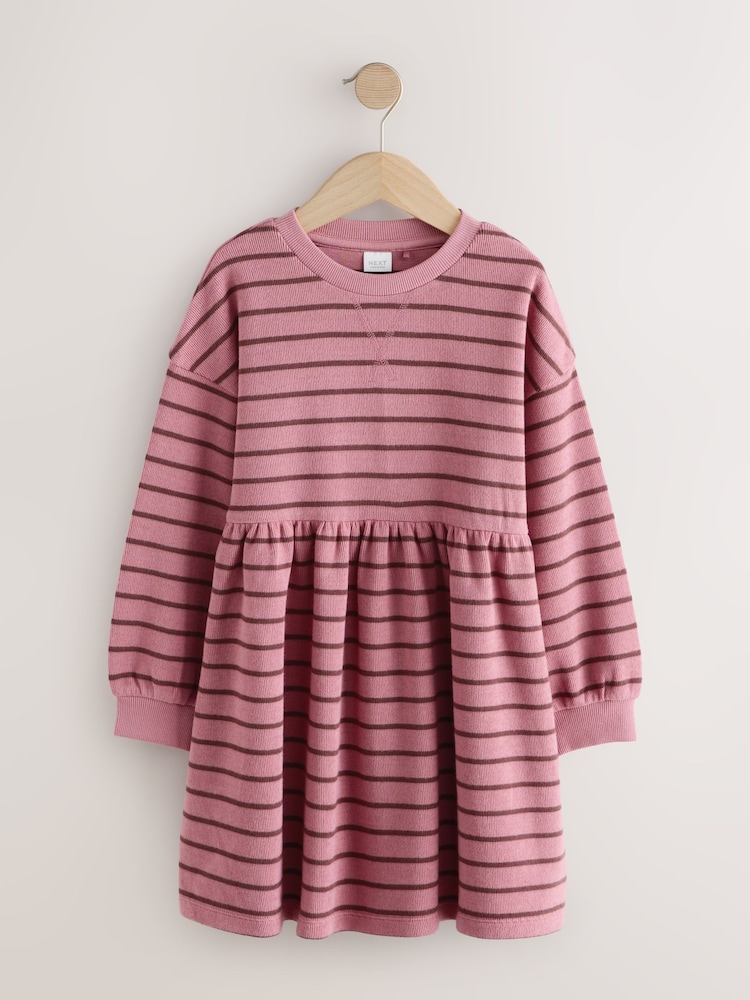 Pink Stripe Cosy Rib Jumper Dress (3-16yrs) - Image 1 of 4 Pink Stripe Cosy Rib Jumper Dress (3-16yrs) - Image 1 of 4