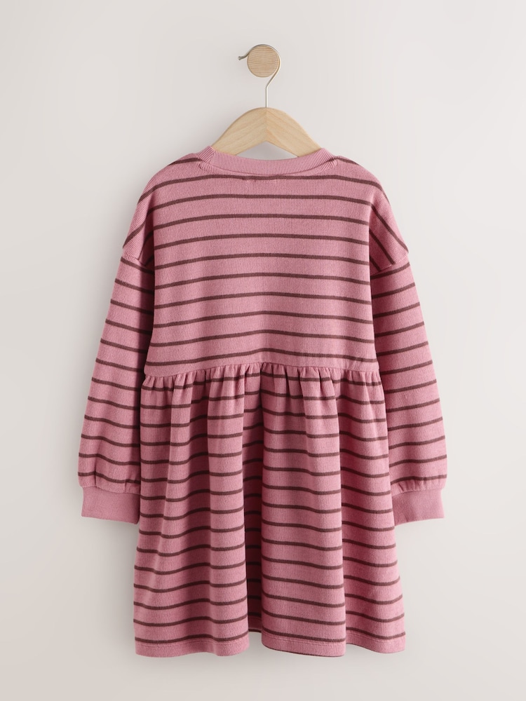 Pink Stripe Cosy Rib Jumper Dress (3-16yrs) - Image 2 of 4 Pink Stripe Cosy Rib Jumper Dress (3-16yrs) - Image 2 of 4