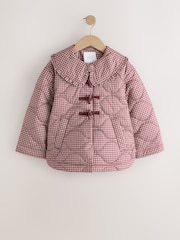 Cuadros burdeos - Shower Resistant Frill Collar Quilted Jacket (4-13yrs) - Imagen 1 de 6