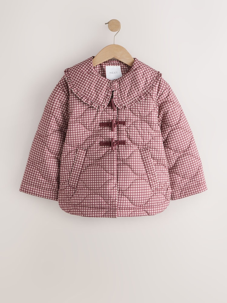 Cuadros burdeos - Shower Resistant Frill Collar Quilted Jacket (4-13yrs) - Imagen 1 de 6 Cuadros burdeos - Shower Resistant Frill Collar Quilted Jacket (4-13yrs) - Imagen 1 de 6