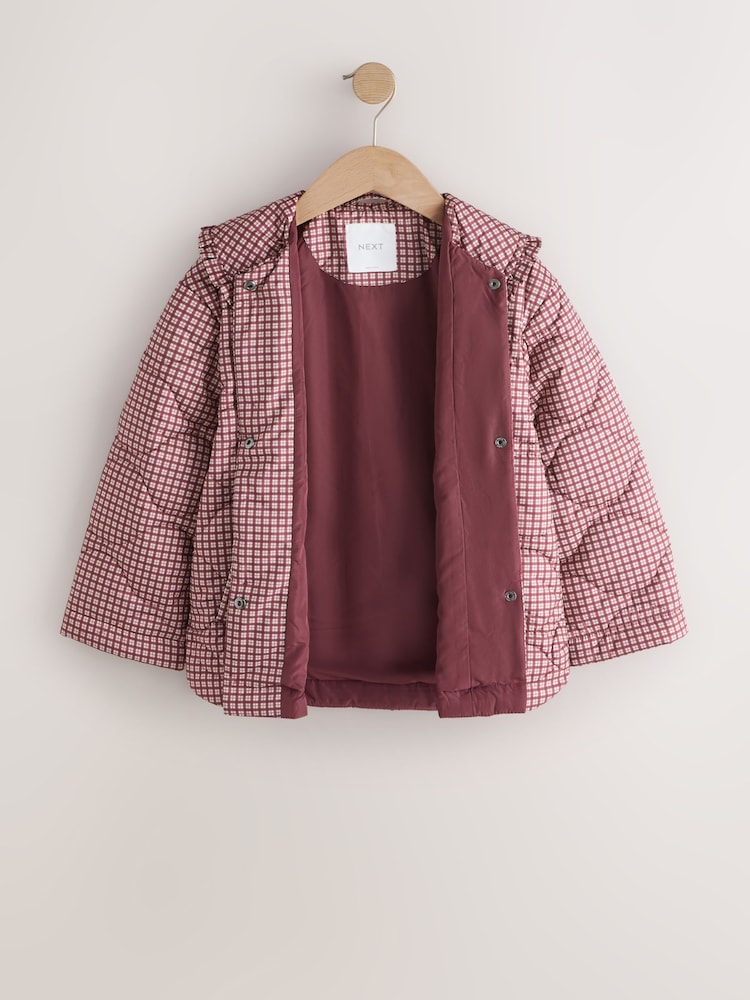 Cuadros burdeos - Shower Resistant Frill Collar Quilted Jacket (4-13yrs) - Imagen 2 de 6 Cuadros burdeos - Shower Resistant Frill Collar Quilted Jacket (4-13yrs) - Imagen 2 de 6