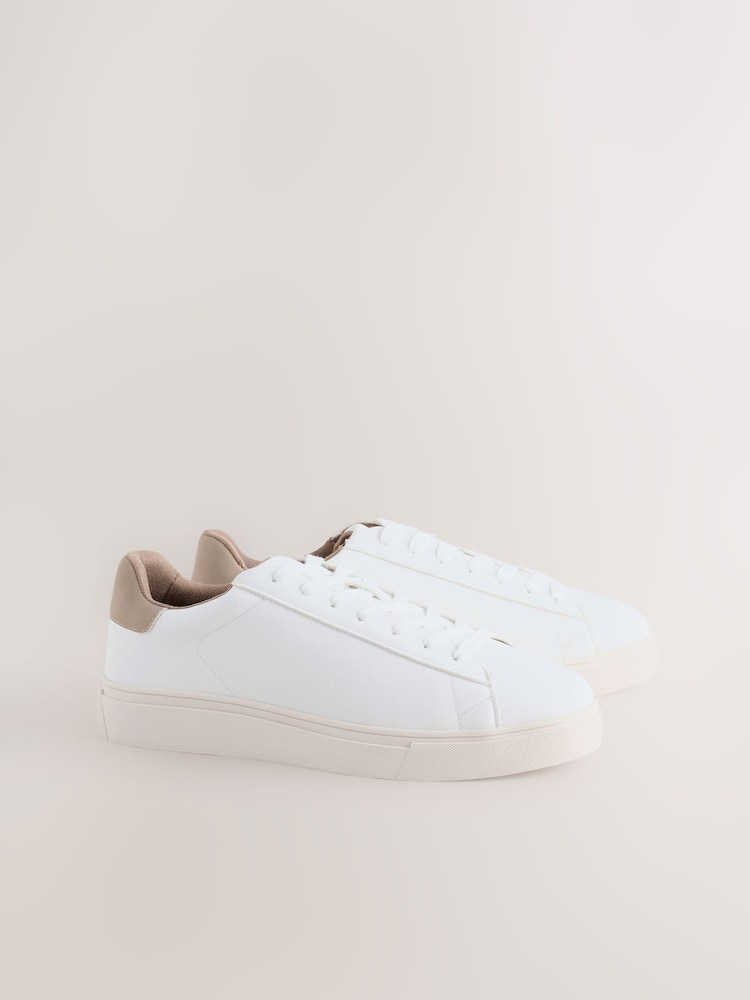 White Wide Fit Smart Casual Longline Trainers - Image 1 of 5 White Wide Fit Smart Casual Longline Trainers - Image 1 of 5