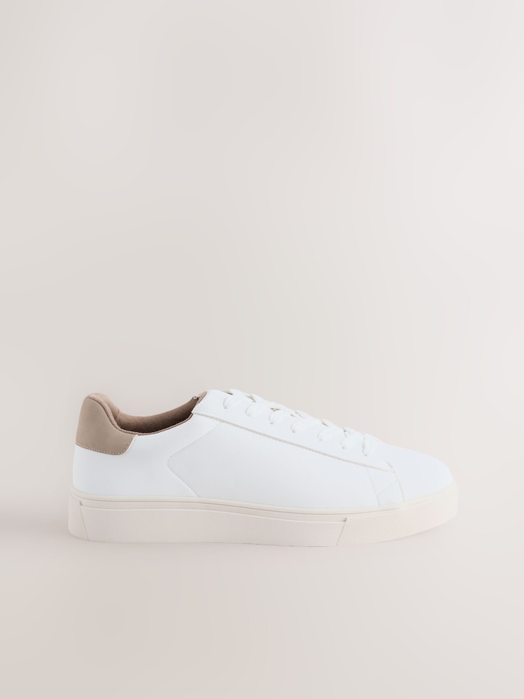 White Wide Fit Smart Casual Longline Trainers - Image 2 of 5 White Wide Fit Smart Casual Longline Trainers - Image 2 of 5