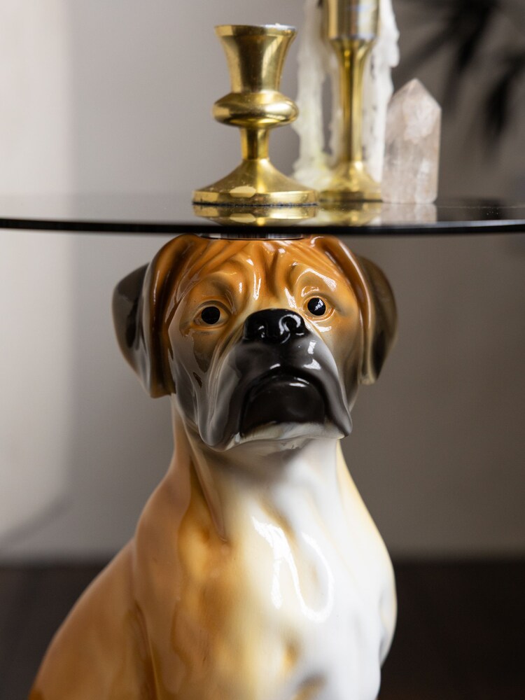 Rockett St George Glazed Brown Boxer Dog Side Table - Image 2 of 7 Rockett St George Glazed Brown Boxer Dog Side Table - Image 2 of 7