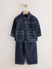 Rinse Wash Denim Shacket and Wide Leg Jeans Set (3mths-7yrs) - Image 7 of 11