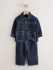 Rinse Wash Denim Shacket and Wide Leg Jeans Set (3mths-7yrs) - Image 8 of 11