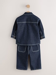 Rinse Wash Denim Shacket and Wide Leg Jeans Set (3mths-7yrs) - Image 9 of 11