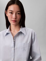 Calvin Klein Blue Poplin Relaxed Button-Down Shirt - Image 4 of 6