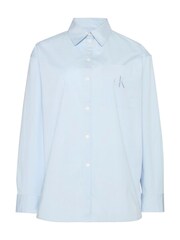 Calvin Klein Blue Poplin Relaxed Button-Down Shirt - Image 6 of 6