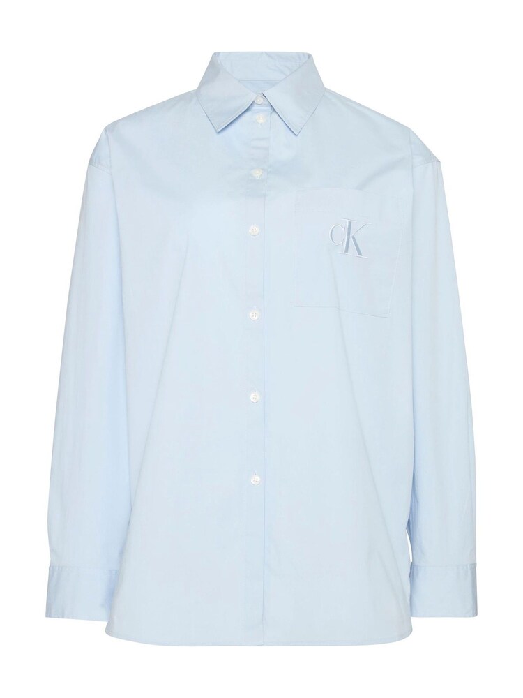 Calvin Klein Blue Poplin Relaxed Button-Down Shirt - Image 6 of 6 Calvin Klein Blue Poplin Relaxed Button-Down Shirt - Image 6 of 6