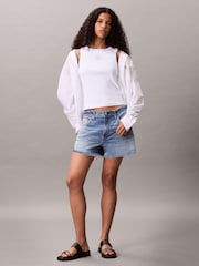 Calvin Klein White Woven Monologo Rib Tank Top - Image 3 of 6