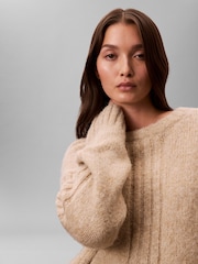 Calvin Klein Brown Boiled Wool V-Neck Long Sleeve Jumper - Image 2 of 4