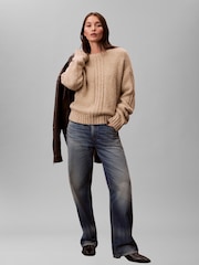 Calvin Klein Brown Boiled Wool V-Neck Long Sleeve Jumper - Image 3 of 4