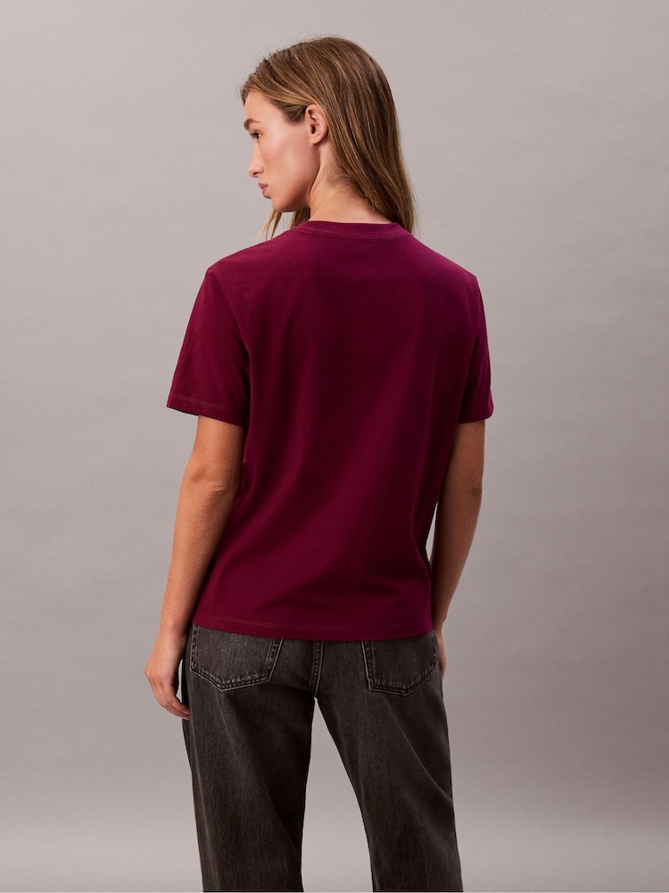 Calvin Klein Red Short Sleeve Classic Foil Calvin Klein T-Shirt - Image 2 of 5 Calvin Klein Red Short Sleeve Classic Foil Calvin Klein T-Shirt - Image 2 of 5