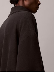 Calvin Klein Black Brushed Rib 1/4 Zip Emblem Logo Sweatshirt - Image 4 of 6