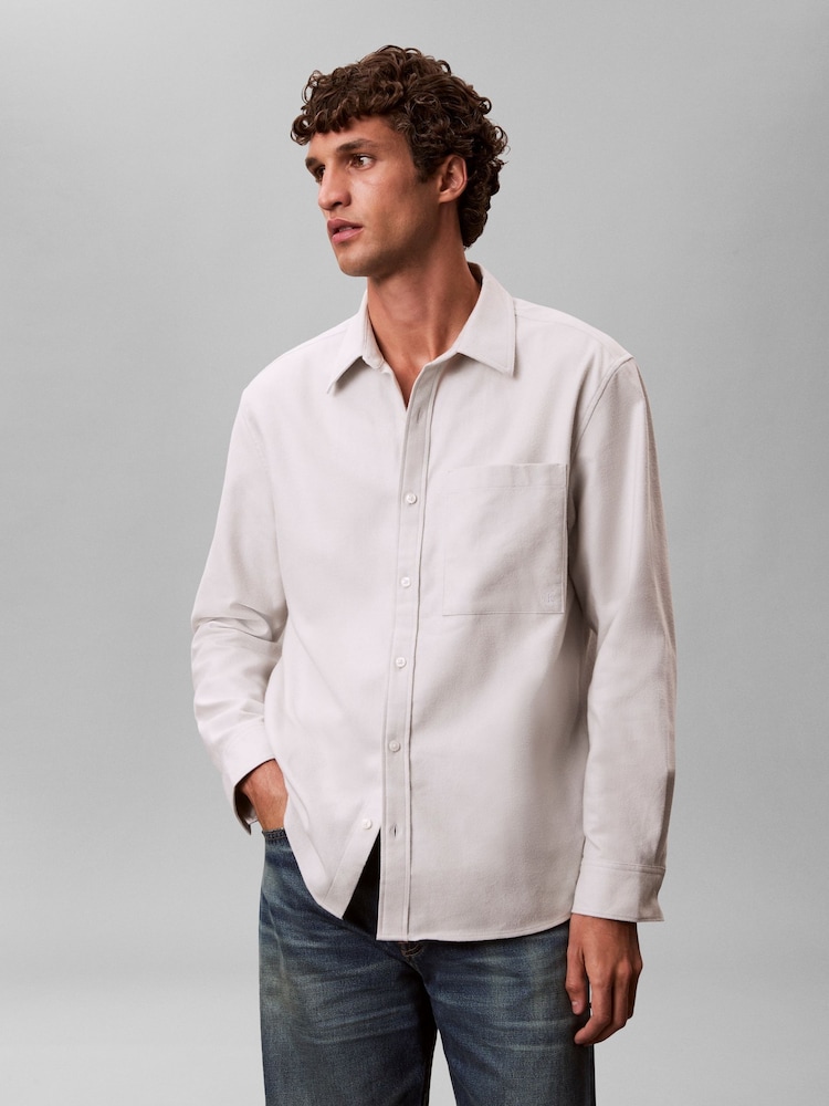Calvin Klein Blue Melange Flannel Easy Button-Down Shirt - Image 1 of 6 Calvin Klein Blue Melange Flannel Easy Button-Down Shirt - Image 1 of 6