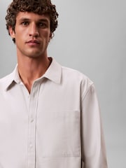 Calvin Klein Blue Melange Flannel Easy Button-Down Shirt - Image 4 of 6