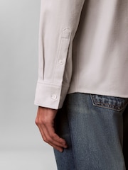 Calvin Klein Blue Melange Flannel Easy Button-Down Shirt - Image 5 of 6