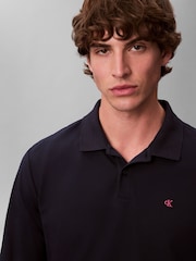 Calvin Klein Blue Long Sleeve Casual Pique Polo Shirt - Image 4 of 5