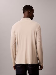 Calvin Klein Natural Supima Cotton Long Sleeve Polo Shirt - Image 2 of 6