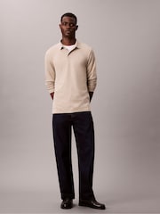 Calvin Klein Natural Supima Cotton Long Sleeve Polo Shirt - Image 3 of 6
