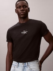 Calvin Klein Black Short Sleeve 30s Micro Monologo Graphic T-Shirt - Image 1 of 5