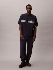 Calvin Klein Blue Short Sleeve 16s Jersey Logo Jacquard T-Shirt - Image 4 of 6