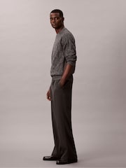 Calvin Klein Grey Lambswool Blend Cable Knit Crewneck Jumper - Image 4 of 7