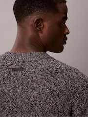 Calvin Klein Grey Lambswool Blend Cable Knit Crewneck Jumper - Image 6 of 7