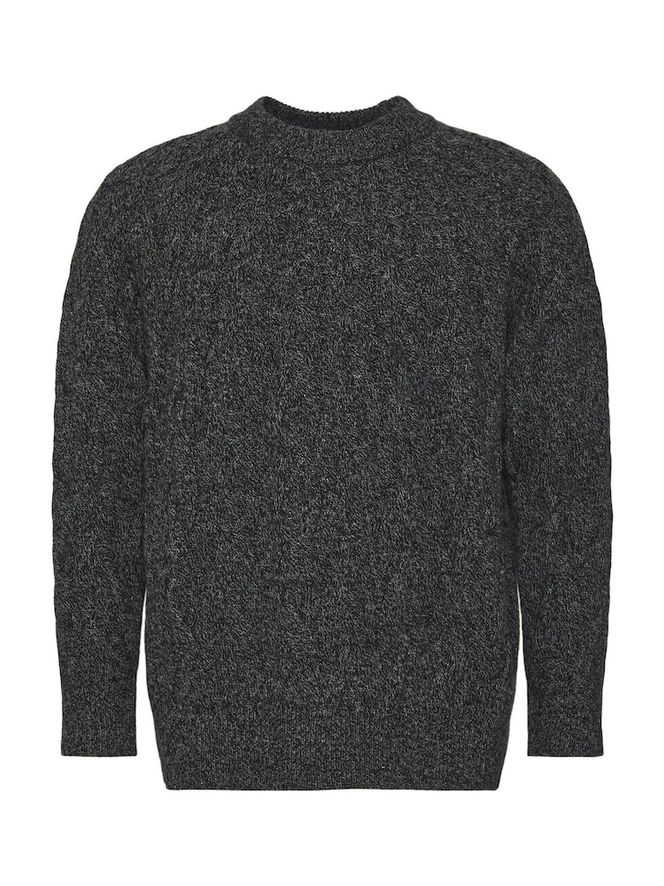 Calvin Klein Grey Lambswool Blend Cable Knit Crewneck Jumper - Image 7 of 7
