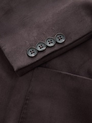 Chocolate Brown Slim Fit Faux Suede Blazer - Image 10 of 11