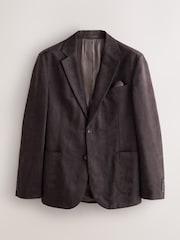 Chocolate Brown Slim Fit Faux Suede Blazer - Image 6 of 11