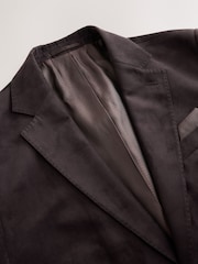 Chocolate Brown Slim Fit Faux Suede Blazer - Image 7 of 11