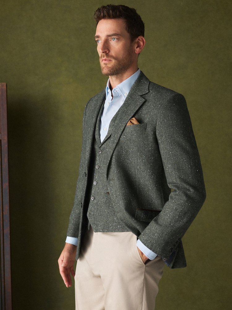 Khakigrün - Wool Blend Donegal Textured Blazer - Bild 1 von 11 Khakigrün - Wool Blend Donegal Textured Blazer - Bild 1 von 11