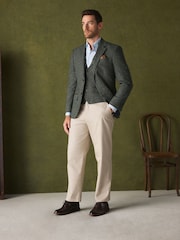 Khakigrün - Wool Blend Donegal Textured Blazer - Bild 2 von 11